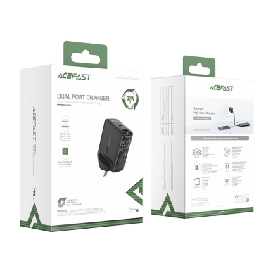 Įkrovimo blokelis Acefast (UK jungtis) USB Type C / USB 32W, PPS, PD, QC 3.0, AFC, FCP Juodas 3