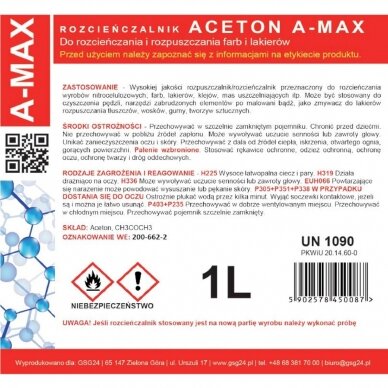 Acetone solvent remover A-MAX 1L 1