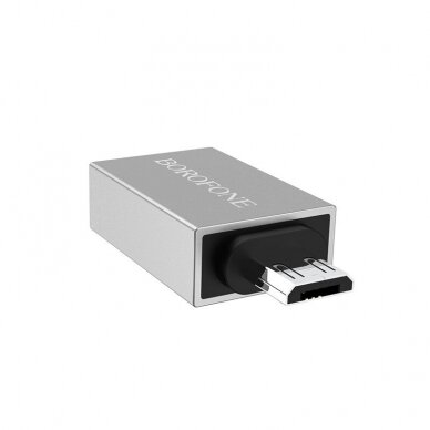 Adapteris Borofone BV2 MicroUSB OTG pilkas 1