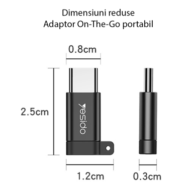 [Užsakomoji prekė] Adapteris OTG Micro-USB į Type-C 480Mbps - Yesido (GS04) - Juodas 4