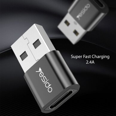 [Užsakomoji prekė] Adapteris OTG USB į Type-C 5Gbps - Yesido (GS09) - Juodas 1