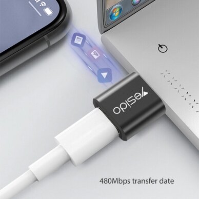 [Užsakomoji prekė] Adapteris OTG USB į Type-C 5Gbps - Yesido (GS09) - Juodas 3