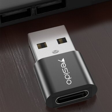 [Užsakomoji prekė] Adapteris OTG USB į Type-C 5Gbps - Yesido (GS09) - Juodas 5