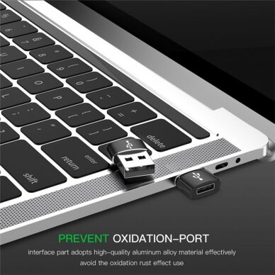 [Užsakomoji prekė] Adapteris Type-C į USB, 3A - Techsuit Adapter - Juodas 4