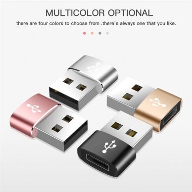 [Užsakomoji prekė] Adapteris Type-C į USB, 3A - Techsuit Adapter - Juodas 6