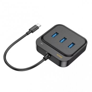 [Užsakomoji prekė] Adapteris USB-C į 3x USB3.0 + RJ45, 0.2m - Hoco Easy Link (HB35) - Juodas 2