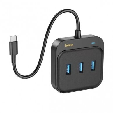 [Užsakomoji prekė] Adapteris USB-C į 3x USB3.0 + RJ45, 0.2m - Hoco Easy Link (HB35) - Juodas 3