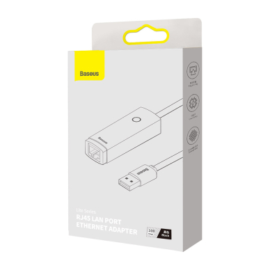 [Užsakomoji prekė] Adapteris USB į RJ45 LAN Port, 100Mbps - Baseus Lite Series (WKQX000001) - Juodas 6