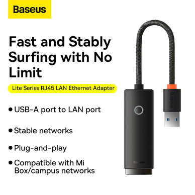 [Užsakomoji prekė] Adapteris USB to RJ45 LAN Port, 1000Mbps - Baseus Lite Series (WKQX000101) - Juodas 5