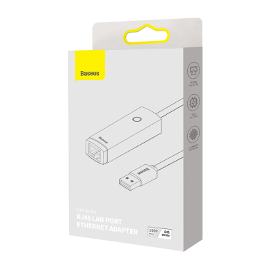 [Užsakomoji prekė] Adapteris USB to RJ45 LAN Port, 1000Mbps - Baseus Lite Series (WKQX000102) - Baltas 6