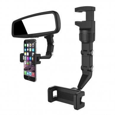 Adjustable car rearview mirror holder for smartphone black