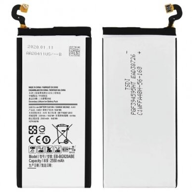 Akumuliatorius Samsung G920 S6 2550mAh EB-BG920BBE OEM