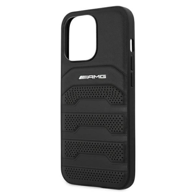 Dėklas AMG AMHCP13LGSEBK iPhone 13 Pro / 13 6,1" Juodas hardcase Leather Debossed Lines 5