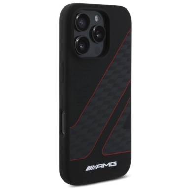 AMG Checkered Flag Pattern MagSafe Dėklas iPhone 16 Pro - Juodas 1