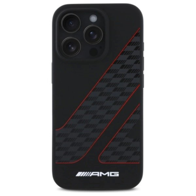 AMG Checkered Flag Pattern MagSafe Dėklas iPhone 16 Pro - Juodas 2