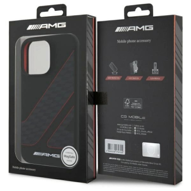 AMG Checkered Flag Pattern MagSafe Dėklas iPhone 16 Pro - Juodas 7