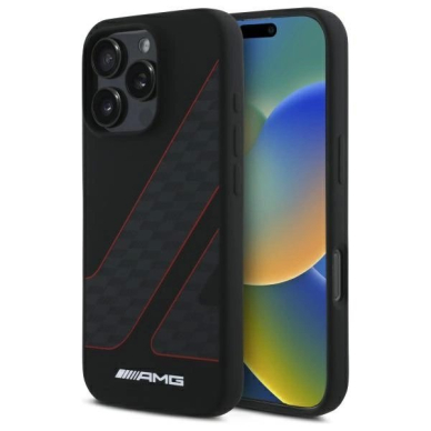 AMG Checkered Flag Pattern MagSafe Dėklas iPhone 16 Pro - Juodas