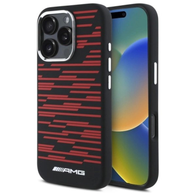 AMG Silicone Graphics MagSafe Dėklas iPhone 16 Pro - Juodas