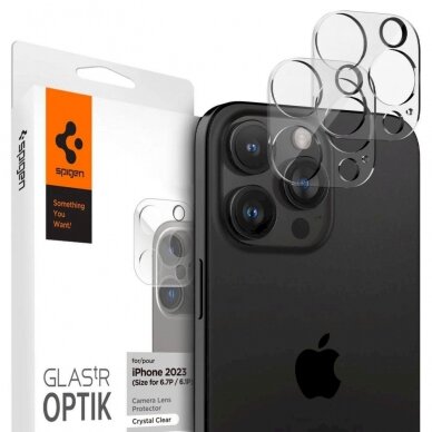 Apsauginis dėklas Spigen Optik.tR Camera Protector skirta iPhone 14 Pro / Pro Max / 15 Pro / Pro Max - Permatomas 2 pcs. 1