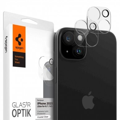 Apsauginis dėklas Spigen Optik.tR Camera Protector skirta iPhone 15 / 15 Plus - Permatomas 2 pcs. 1