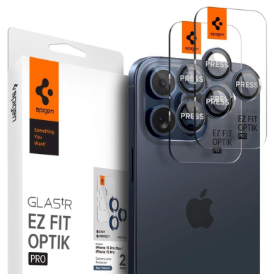 Apsauginis dėklas Spigen Optik.tR EZ Fit Camera Protector skirta iPhone 14 Pro / Pro Max / 15 Pro / Pro Max - Titanium Mėlynas 2 pcs. 1