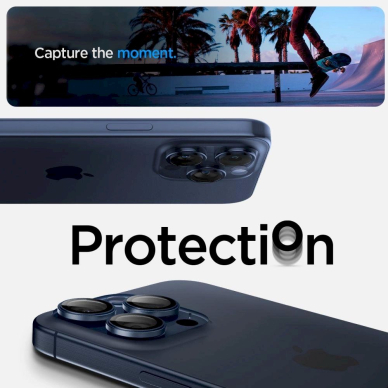 Apsauginis dėklas Spigen Optik.tR EZ Fit Camera Protector skirta iPhone 14 Pro / Pro Max / 15 Pro / Pro Max - Titanium Mėlynas 2 pcs. 11