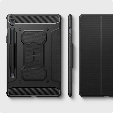 Akcija!  - Pažeista pakuotė - Apsauginis dėklas Spigen Rugged Armor Pro case skirta Samsung Galaxy Tab S9 FE 10.9&#39 &#39  X510 / X516B - Juodas  15