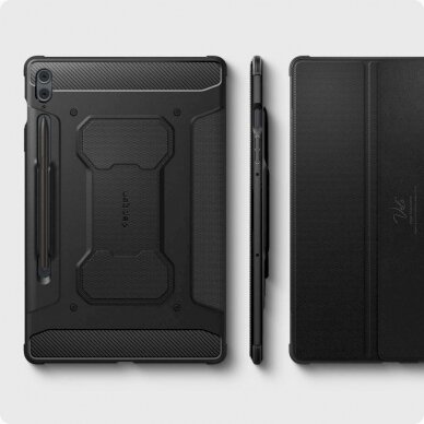 Apsauginis dėklas Spigen Rugged Armor Pro case skirta Samsung Galaxy Tab S9 FE+ 12.4&#39 &#39  X610 / X616B - Juodas 15