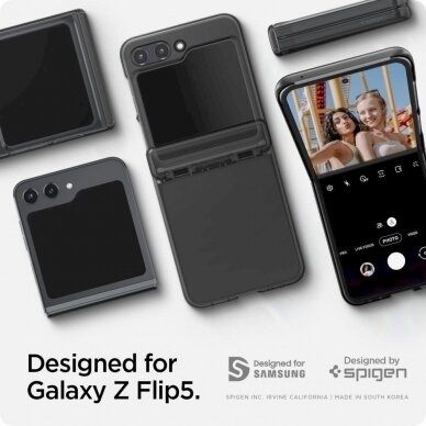 Apsauginis dėklas Spigen Thin Fit Pro case skirta Samsung Galaxy Z Flip 5 - pilkos spalvos 12