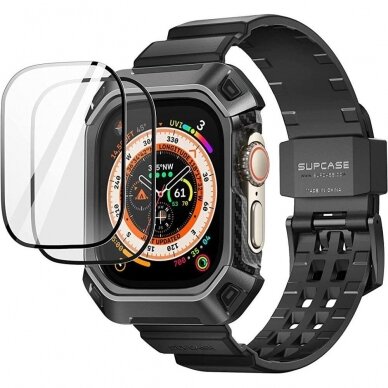 Apsauginis dėklas Supcase UNICORN BEETLE PRO & TEMPERED GLASS Apple Watch ULTRA (49MM) Juodas