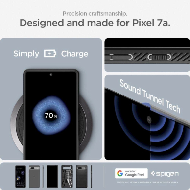 Apsauginis silikono dėklas Spigen LIQUID AIR GOOGLE PIXEL 7A MATTE Juodas 15