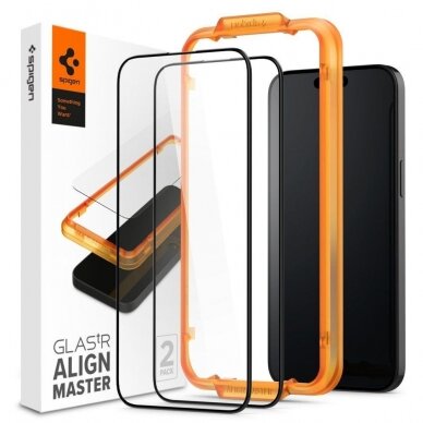 Apsauginis stiklas Spigen ALM GLASS FC 2-PACK IPHONE 15 Juodas