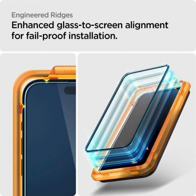 Apsauginis stiklas Spigen ALM GLASS FC 2-PACK IPHONE 15 Juodas 6