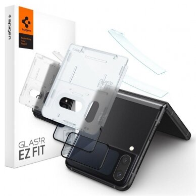 Apsauginis stiklas Spigen GLASS FC EZ FIT  + HINGE FILM 2-PACK GALAXY su FLIP 4 Juodas