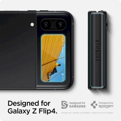 Apsauginis stiklas Spigen GLASS FC EZ FIT  + HINGE FILM 2-PACK GALAXY su FLIP 4 Juodas 14