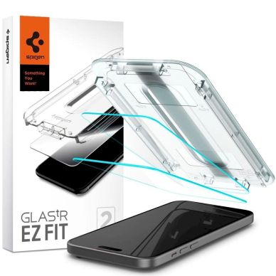 Apsauginis stiklas Spigen GLAS.TR EZ FIT  2-PACK IPHONE 15 CLEAR 1