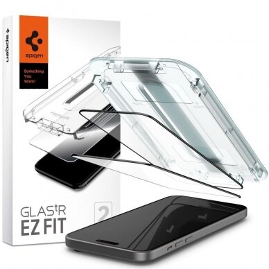 Apsauginis stiklas Spigen GLAS.TR EZ FIT  FC 2-PACK IPHONE 15 Juodas