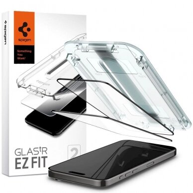 Apsauginis stiklas Spigen GLAS.TR EZ FIT  FC 2-PACK IPHONE 15 PRO Juodas 1