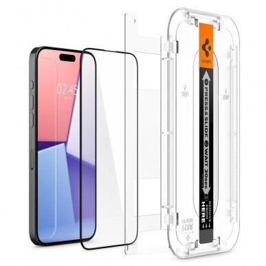 Apsauginis stiklas Spigen GLAS.TR EZ FIT  FC IPHONE 15 PRO Juodas 2