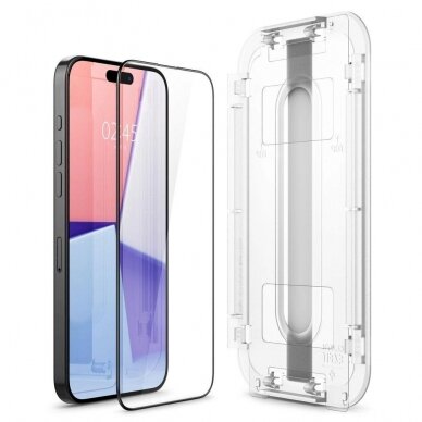 Apsauginis stiklas Spigen GLAS.TR EZ FIT  FC IPHONE 15 PRO Juodas 4