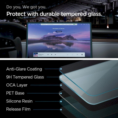 Apsauginis stiklas Spigen GLAS.TR EZ FIT  TESLA MODEL X 2022 / MODEL S 2021 Juodas 10