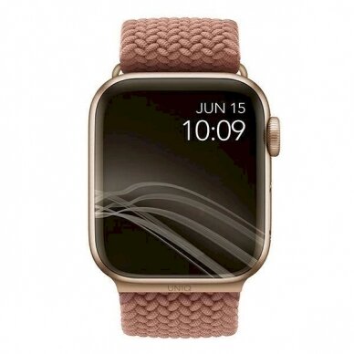 Apyrankė UNIQ pasek Aspen Apple Watch 44/42/45mm Series 4/5/6/7/8/9/SE/SE2 Braided Rudas 1