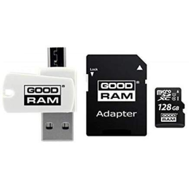 Atminties korta Goodram microSD 128Gb (class 10) + SD adapter + OTG kortelių skaitytuvas (USB+microUSB) 1