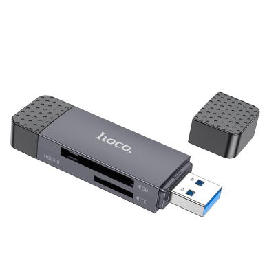 Atminties kortelių skaitytuvas Hoco HB45 USB-C/USB-A 2-in-1 USB2.0 pilkas