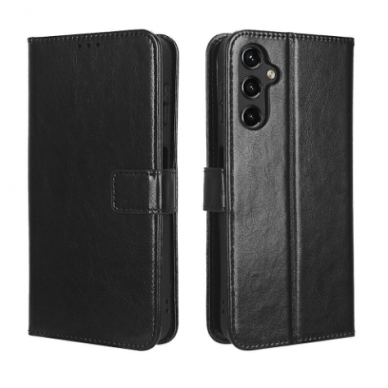 Atverčiamas dėklas eko odos Wallet Samsung A145 A14 4G/A146 A14 5G juodas 3