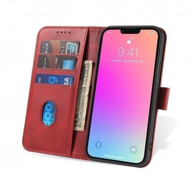 Atverčiamas dėklas eko odos Wallet Samsung S928 S24 Ultra raudonas 1