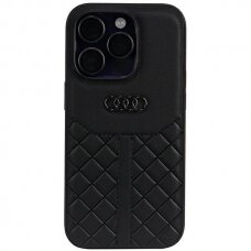 Dėklas Audi Genuine Leather iPhone 14 Pro Juodas AU-TPUPPCIP14P-Q8/D1-BK