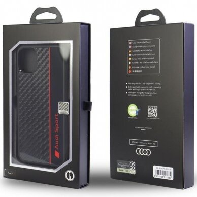 Dėklas Audi Carbon Fiber Stripe iPhone 12/12 Pro Juodas AUS-TPUPCIP12P-R8/D1-BK 4