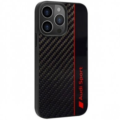 Dėklas Audi Carbon Fiber Stripe iPhone 13 Pro / 13 Juodas AUS-TPUPCIP13P-R8/D1-BK 1