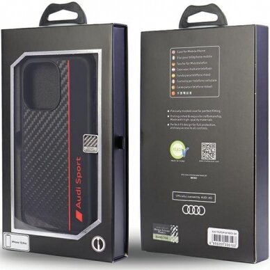 Dėklas Audi Carbon Fiber Stripe iPhone 13 Pro / 13 Juodas AUS-TPUPCIP13P-R8/D1-BK 4